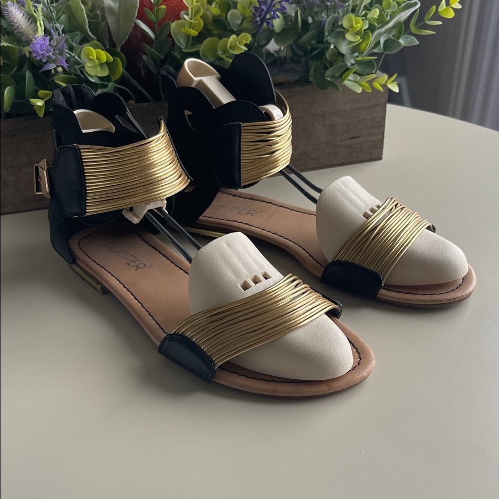 Bumper Black and Gold Women's Sandals